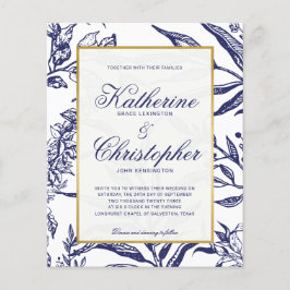 BUDGET Navy Blue Gold Botanical Photo Wedding