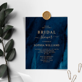 Budget Navy Blue & Gold Bridal Shower Invitation