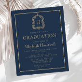 Budget Navy Blue Gold Crest Graduation Party