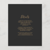 Budget Navy Blue Gold Dark Wedding Details Uitnodi (Achterkant)