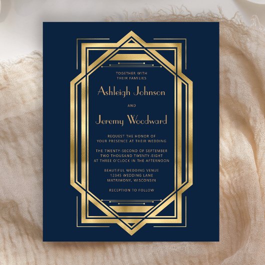 Budget Navy Blue Gold  Deco Wedding 1920s