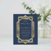 Budget Navy Blue Gold  Deco Wedding 1920s (Staand voorkant)