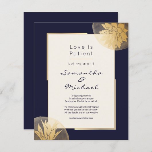 Budget Navy Blue Gold-downsized bruiloft (Voorkant / Achterkant)