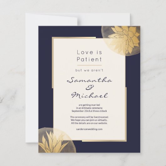 Budget Navy Blue Gold-downsized bruiloft (Voorkant)