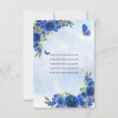 Budget Navy Blue Gold Floral Princess Quinceañera Notitiekaartje (Achterkant)
