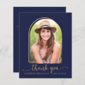 Budget Navy Blue Gold Foto Afstuderen Dank u (Voorkant / Achterkant)