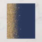 Budget Navy Blue Gold Glitter Wedding Menu (Achterkant)