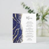 Budget Navy Blue Gold Ink Wedding Menu (Staand voorkant)