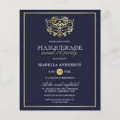 Budget Navy Blue & Gold Masquerade Sweet 16 Party (Voorkant)