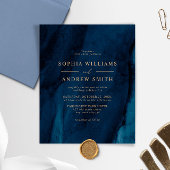 BUDGET Navy Blue & Gold Minimal Weduwen-uitnodigin