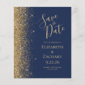 Budget Navy Blue Gold Save the Date Kaart (Voorkant)