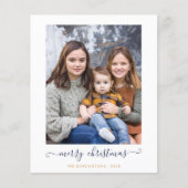 BUDGET Navy Blue Gold Script Merry kerstfoto (Voorkant)