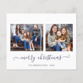 BUDGET Navy Blue Gold Script Merry Kerstmis (Voorkant)