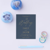 Budget Navy Blue Gold Wedding Modern Flyer (Enkel)