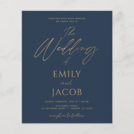 Budget Navy Blue Gold Wedding Modern Flyer