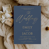 Budget Navy Blue Gold Wedding Modern Typografie