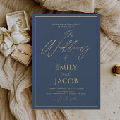 Budget Navy Blue Gold Wedding Script Flyer
