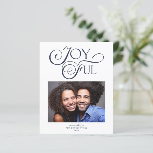 Budget Navy Blue Kerstmis Joyful kerstfoto (Staand voorkant)