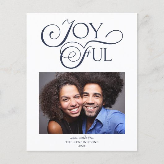 Budget Navy Blue Kerstmis Joyful kerstfoto (Voorkant)