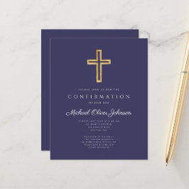 Budget Navy Blue Kruisbevestigingsuitnodiging