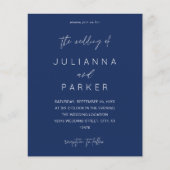 Budget Navy Blue MOD Calligraphy Wedding Flyer (Voorkant)