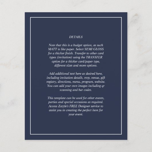 BUDGET Navy Blue Monochrome WEDDING (Achterkant)