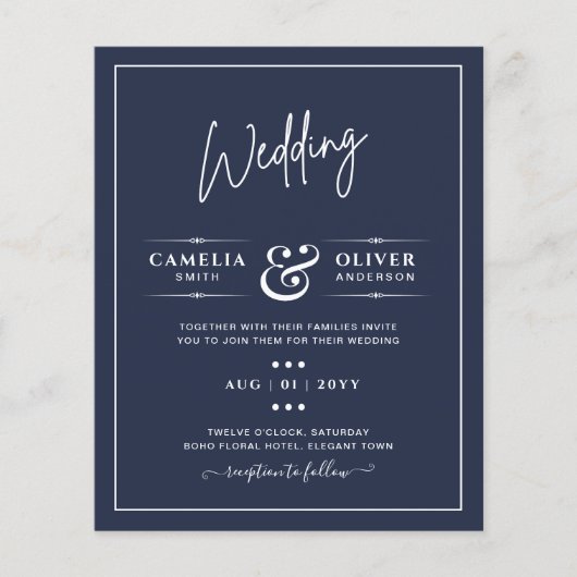 BUDGET Navy Blue Monochrome WEDDING (Voorkant)