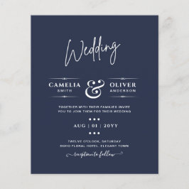 BUDGET Navy Blue Monochrome WEDDING Flyer