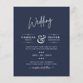 BUDGET Navy Blue Monochrome WEDDING Flyer (Voorkant)