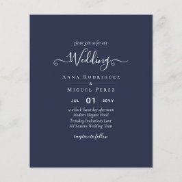 BUDGET Navy Blue Monochrome WEDDING Flyer
