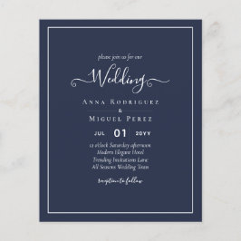 BUDGET Navy Blue Monochrome WEDDING Flyer