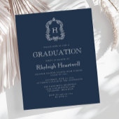Budget Navy Blue Monogram Crest Graduation Party