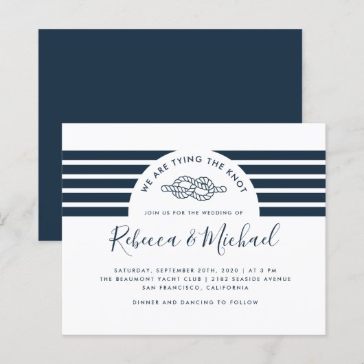 Budget Navy Blue Nautical Tying the Knot Wedding (Voorkant / Achterkant)