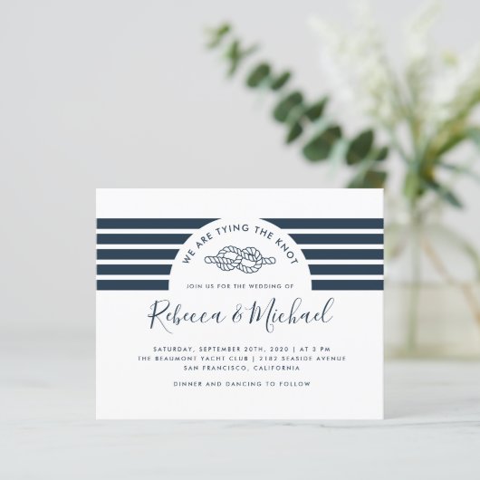 Budget Navy Blue Nautical Tying the Knot Wedding (Staand voorkant)