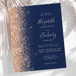 Budget Navy Blue Peach Faux Glitter Wedding