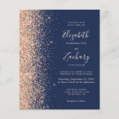 Budget Navy Blue Peach Faux Glitter Wedding (Voorkant)