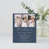 Budget Navy Blue Photo Wedding Invitation (Staand voorkant)