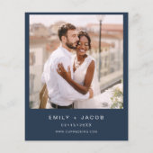 Budget Navy Blue Photo Wedding Invitation (Achterkant)