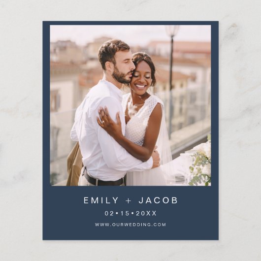 Budget Navy Blue Photo Wedding Invitation (Achterkant)
