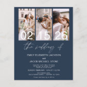 Budget Navy Blue Photo Wedding Invitation (Voorkant)