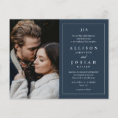 Budget Navy Blue Photo Wedding Invitation (Voorkant)