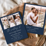 Budget Navy Blue Photo Wedding Invitation<br><div class="desc">Vier je liefdesverhaal met onze Budget Photo Wedding Invitation. Deze elegante en betaalbare uitnodiging legt de tijdloze schoonheid van uw romance vast in klassiek zwart-wit. Ontworpen voor elk budget, doet deze uitnodiging geen afbreuk aan stijl. De eenvoud roept een gevoel van verfijning en genade op, waardoor het perfect is voor...</div>