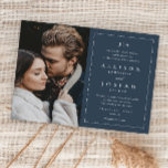 Budget Navy Blue Photo Wedding Invitation<br><div class="desc">Een simpele uitnodiging voor een marinesblauwe bruiloft met foto. Klik uitgeven knoop om dit ontwerp met uw foto en details aan te passen.</div>