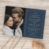 Budget Navy Blue Photo Wedding Invitation