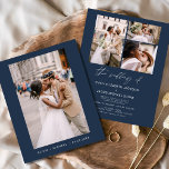 Budget Navy Blue Photo Wedding Invitation Flyer<br><div class="desc">Vier je liefdesverhaal met onze Budget Photo Wedding Invitation. Deze elegante en betaalbare uitnodiging legt de tijdloze schoonheid van uw romance vast in klassiek zwart-wit. Ontworpen voor elk budget, doet deze uitnodiging geen afbreuk aan stijl. De eenvoud van zwart-wit roept een gevoel van verfijning en genade op, waardoor het perfect...</div>
