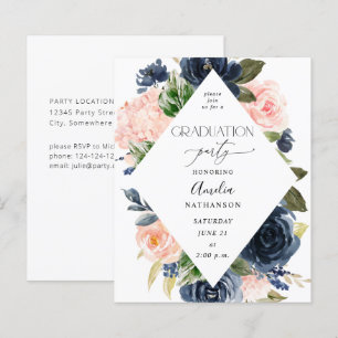 Budget Navy Blue & Pink Floral Gradual Party
