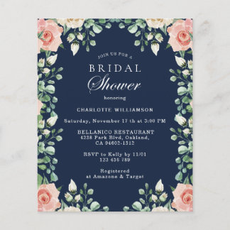 Budget Navy Blue Pink Floral Vrijgezellenfeest Fly