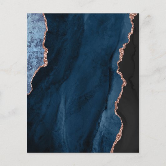 Budget Navy Blue Roos Gold Agate bruiloft Uitnodig (Achterkant)