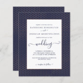 Budget Navy Blue Roos Gold Geometric Wedding (Voorkant / Achterkant)