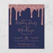 BUDGET Navy Blue Roos Gold Glitter Drift Birthday (Voorkant)